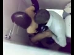 An instance of a couple banging in a public restroom seen on hidden camera
